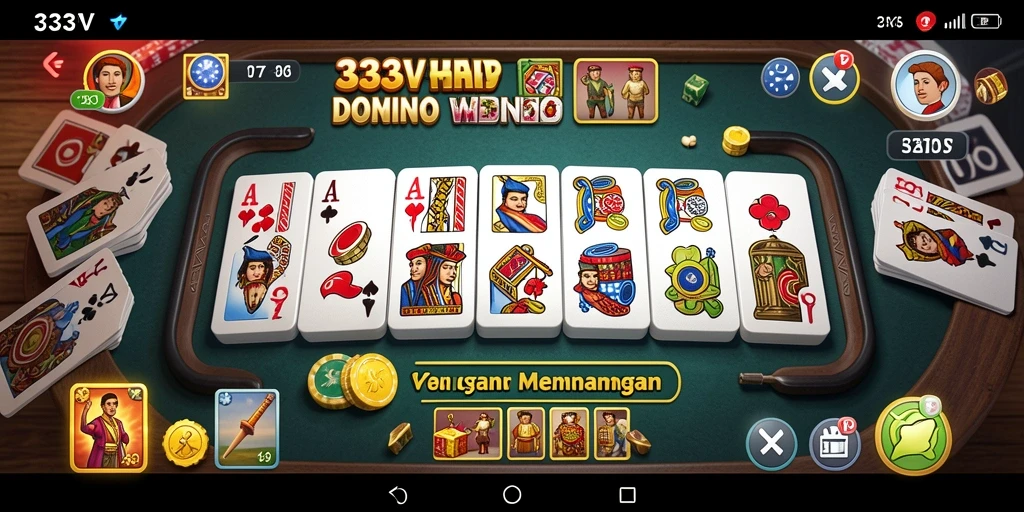 Tampilan gameplay seru dalam aplikasi 333V untuk permainan Domino.