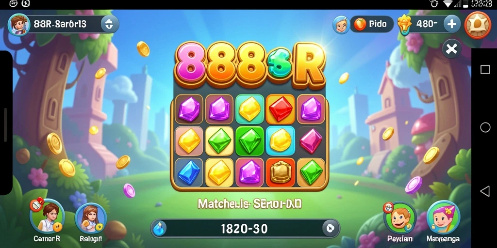 Tampilan gameplay seru dan menantang di 888R, game Match-3 favorit.