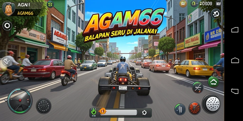 Tampilan gameplay AGAM66 dengan balapan yang mendebarkan dan grafis yang atraktif.