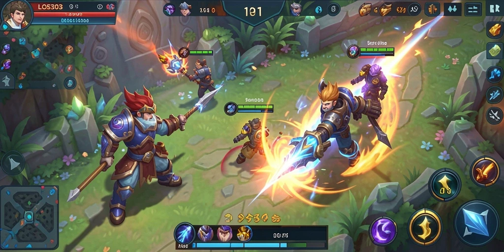 Tampilan utama gameplay LOS303 yang penuh aksi dan strategi MOBA.