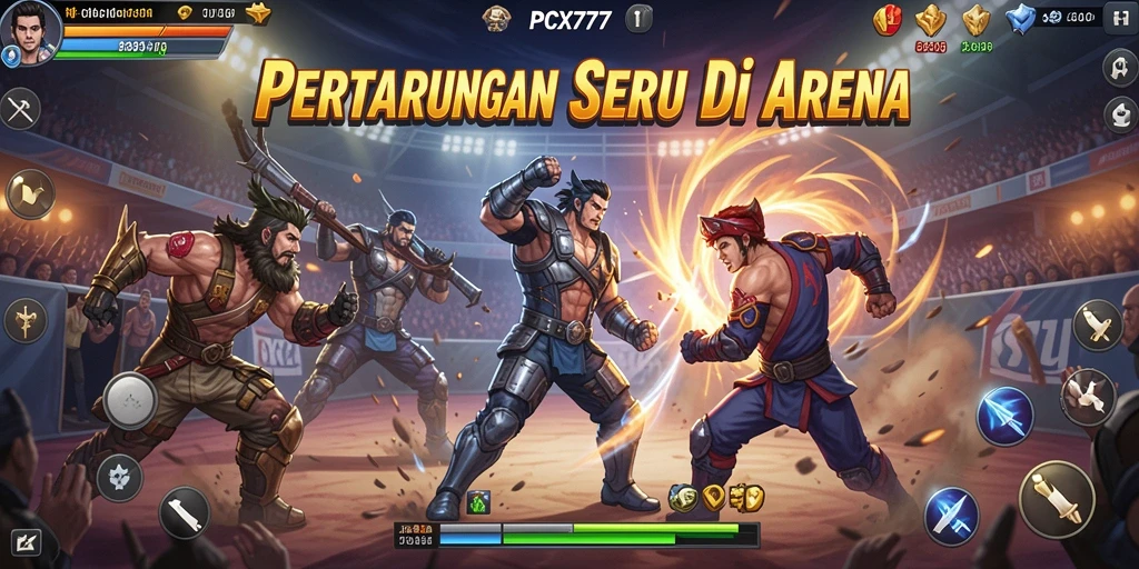 Tampilan aksi luar biasa dalam gameplay Fighting PCX777.