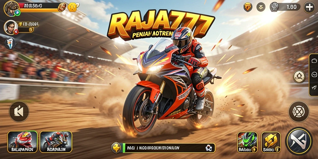 Tampilan gameplay seru di RAJA777 dengan balapan motor yang mendebarkan.